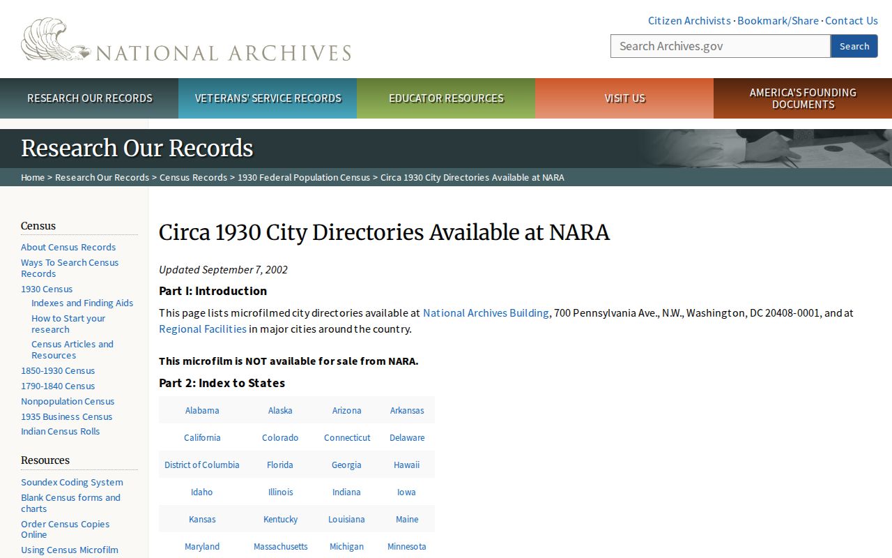 North Attleborough city directory finding aid at the National Archives