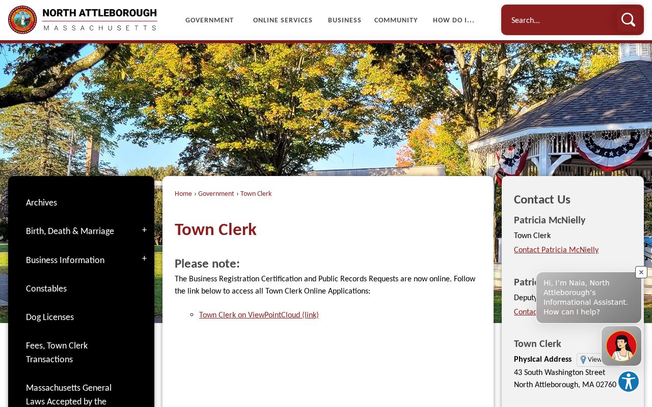North Attleborough residents directory Town Clerk records routing