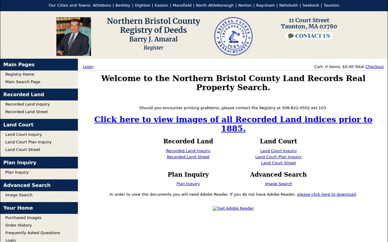 North Attleborough previous residents Registry of Deeds search portal