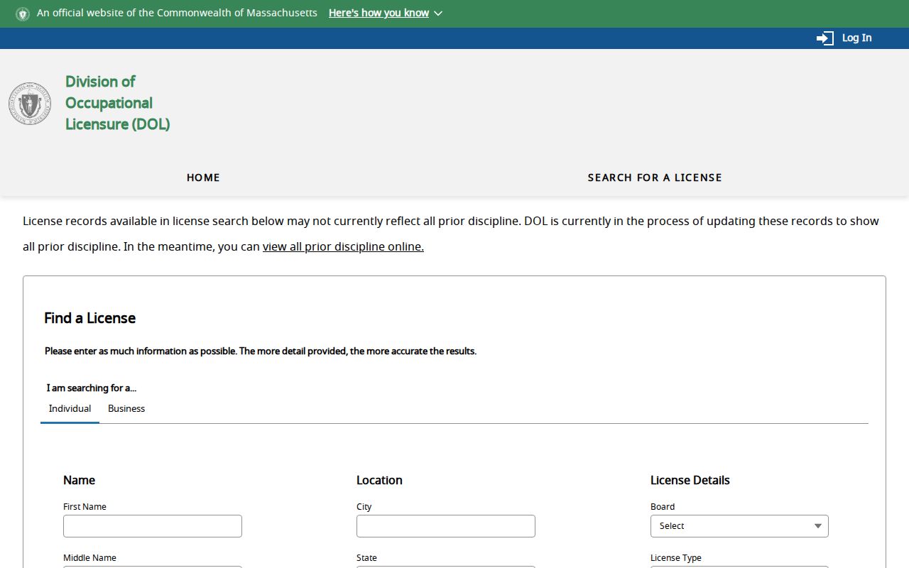 North Attleborough resident lookup Massachusetts occupational license search