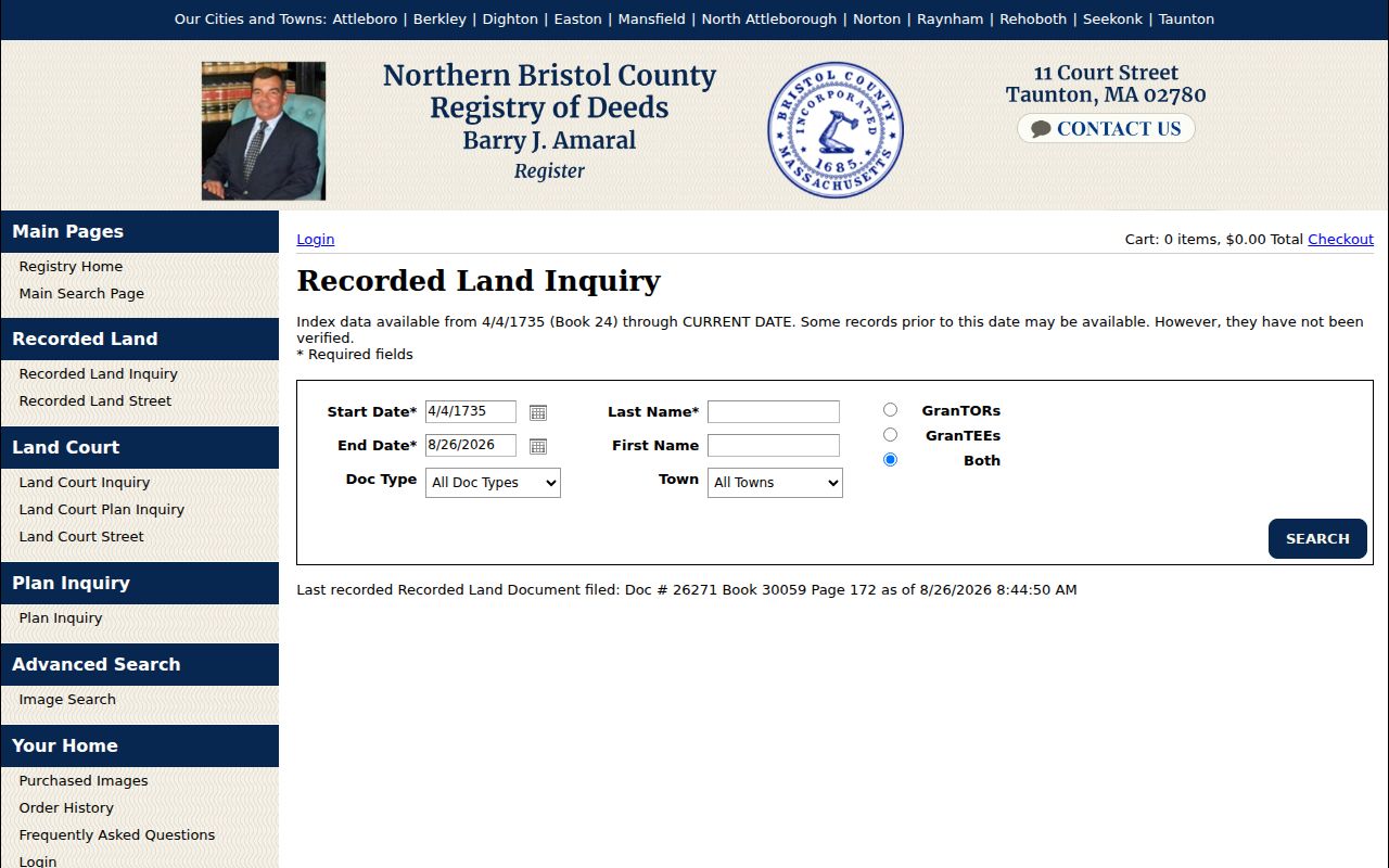 North Attleborough street directory Recorded Land Inquiry